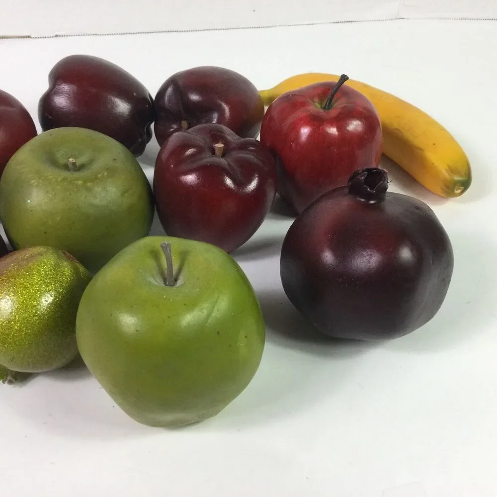 Vintage Artificial Fruit Decorations Lot of 7 Apples 4 Pomegranate 1 Banana‎